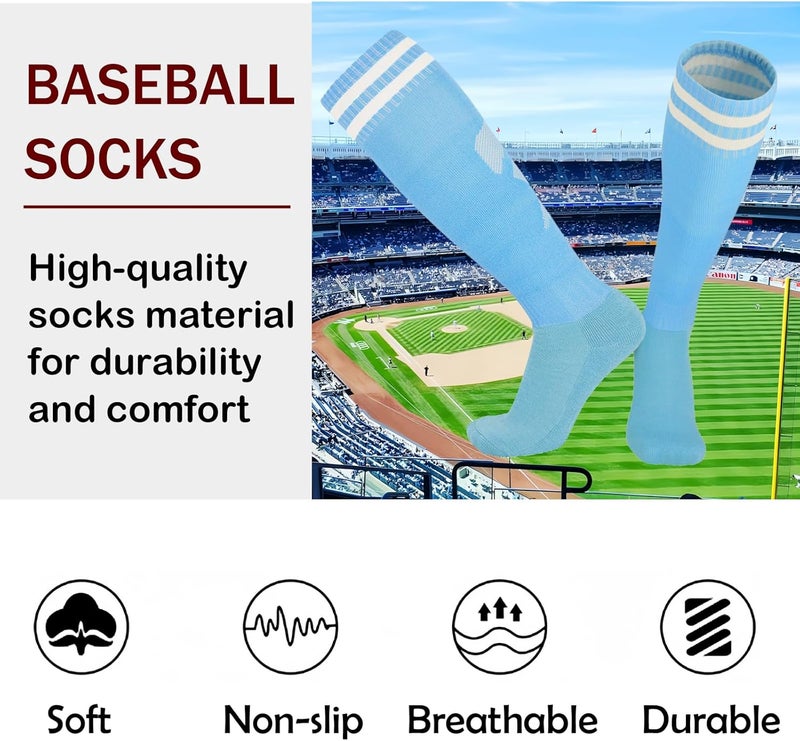 EDCYF Kids Baseball or Softball Socks and Belt Combo Set Softball Knee Socks High Tube Soccer Socks for Youth Boys Girls - Image 2